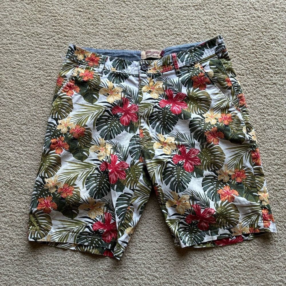 Hudson & Barrow NYC Shorts Mens Size 32 Tropical Beachy Surf Graphic Festival